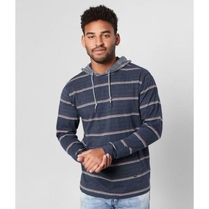 Vissla Decker Washed Hoodie‎ Mens Medium Blue Multi Color Striped Street Fashion